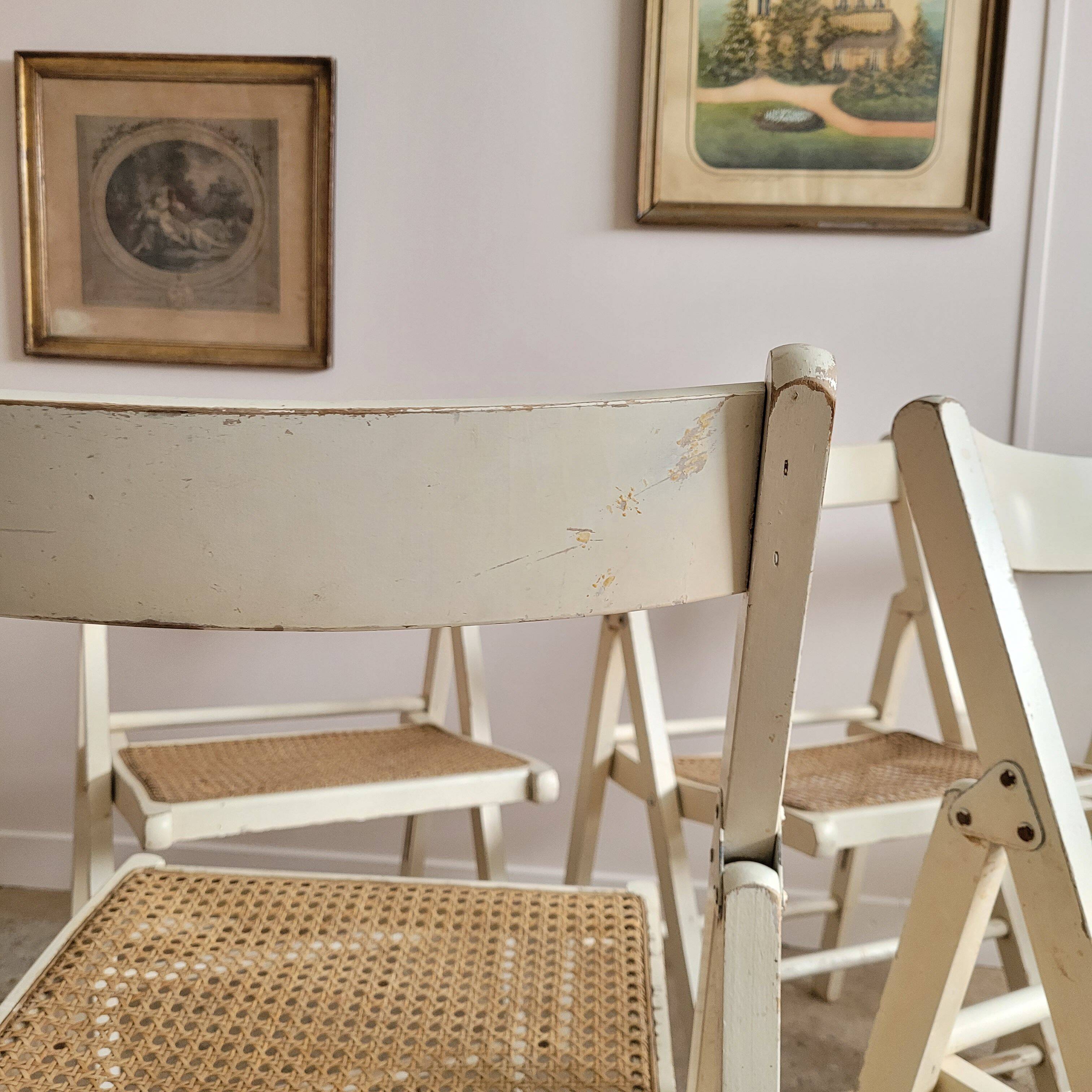 Lot de chaises pliantes cannées