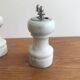 Vintage white marble salt/pepper/mustard shaker set