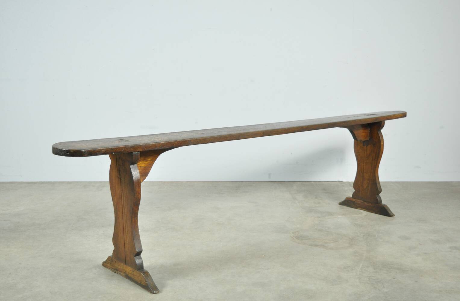 HANDMADE antique wooden French farmhouse bench, 1930s