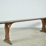 HANDMADE antique wooden French farmhouse bench, 1930s