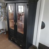 Parisian glazed wardrobe, Vintage painted showcase library