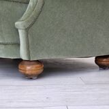 1970s, Danish 3-seater curved sofa, furniture velour, beech wood legs.
