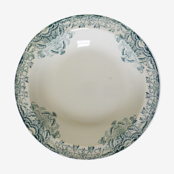 Plat rond et creux vintage A Lebacqz et M Bouchart motif Floral en porcelaine