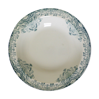 Plat rond et creux vintage A Lebacqz et M Bouchart motif Floral en porcelaine