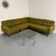 Ancien canapé d’angle modulable design scandinave en tissu vert 1960