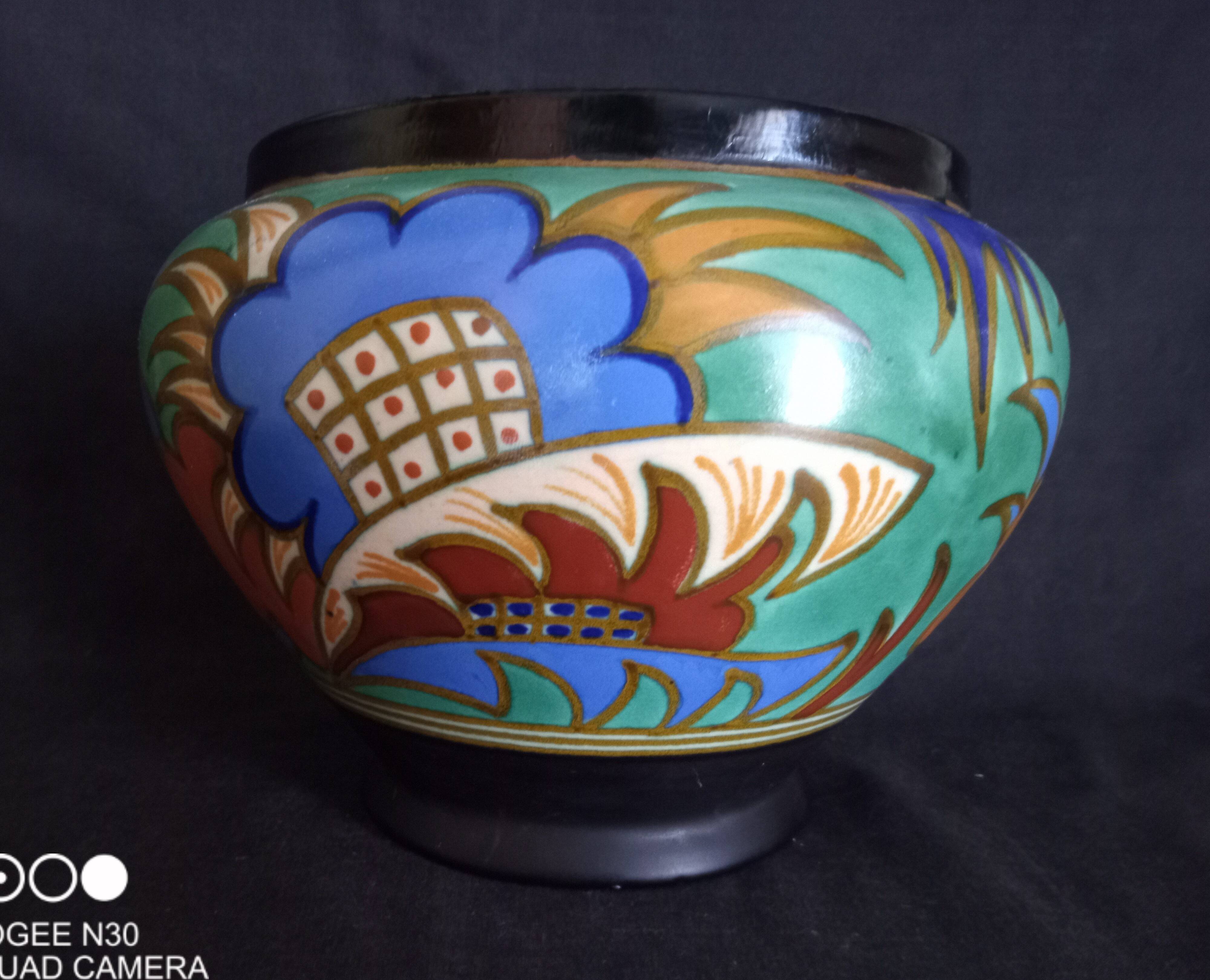 Large Gouda Vase, Art Deco geometric patterns, 1920s