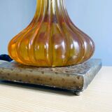 Large Regency style amber lucite table lamp