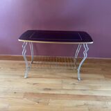 Vintage coffee table with gold metal legs from the 60s Formica