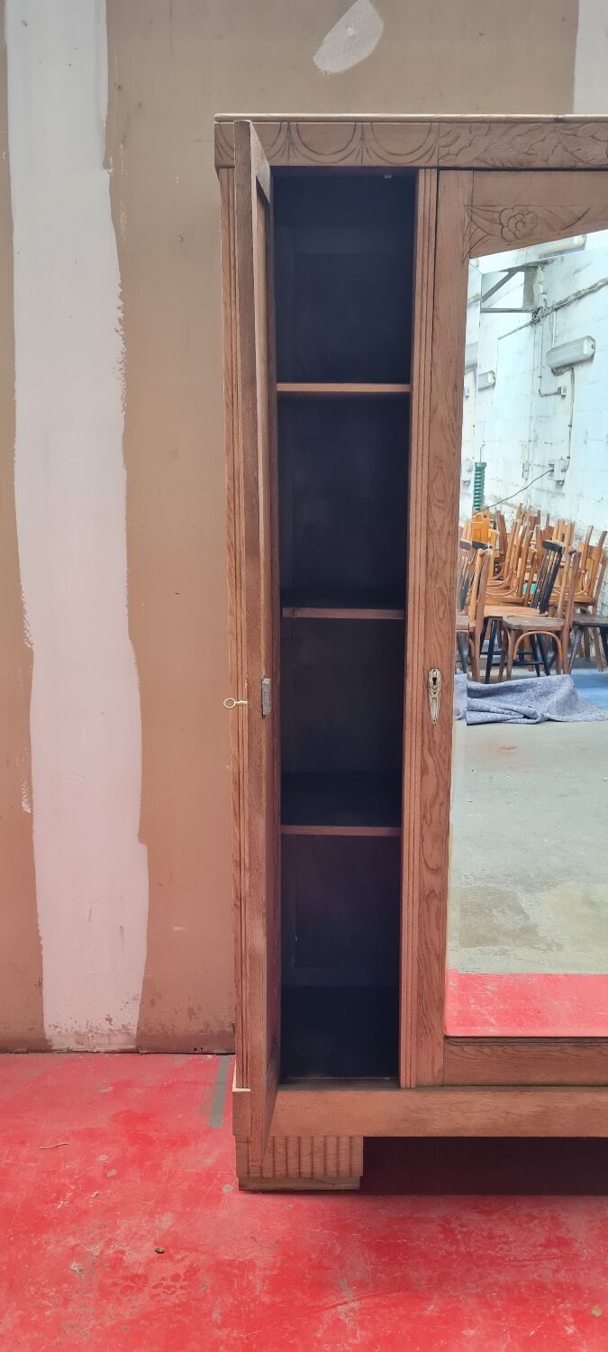 Art deco wardrobe in light oak