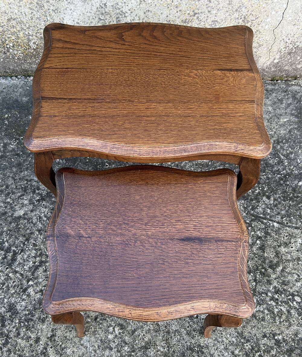 Set of two nesting tables, Louis XV spirit, cherry wood, vintage, 60s
