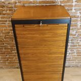 Black and wood curtain filing cabinet