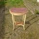 Patinated pedestal table in the transitional style of the 1900s with a marble top. Dimensions
