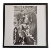 Brigitte Bardot, reproduction offset vintage noir et blanc encadrée 53 cm