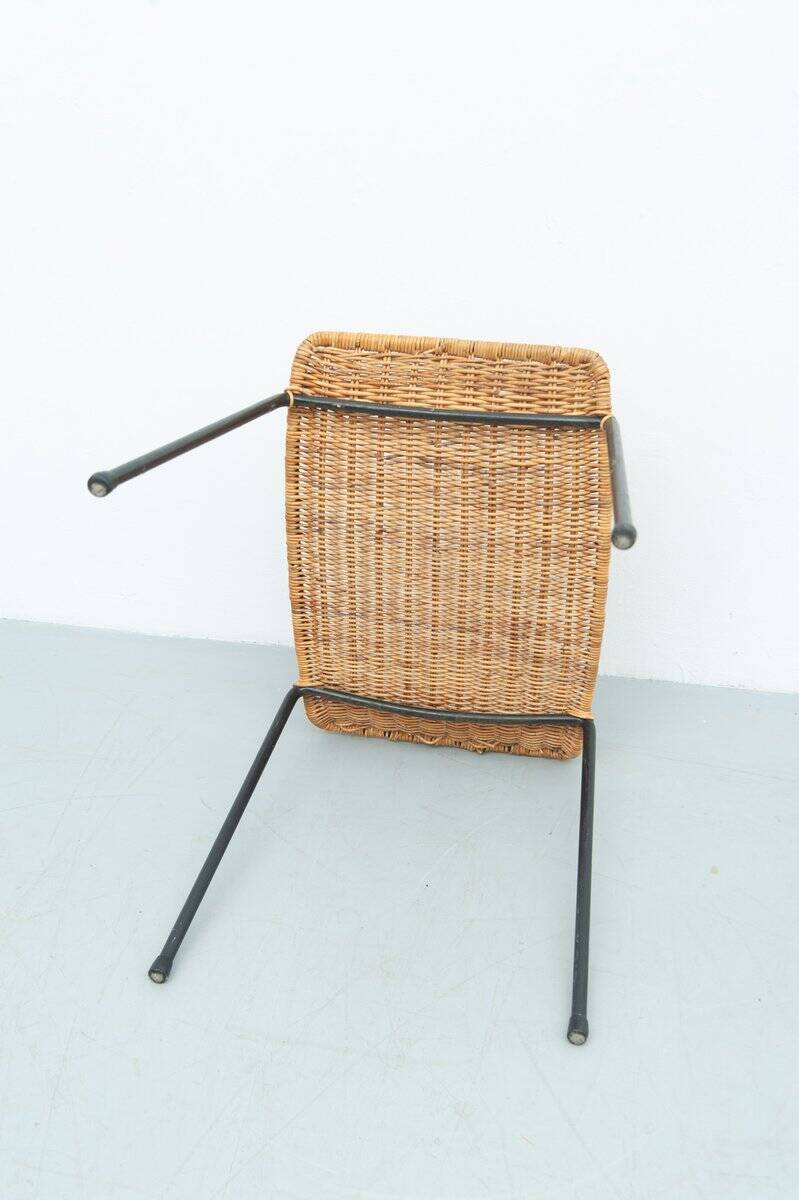 Gian Franco Legler attributed rattan stool, 1950s
