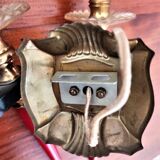 White wall lamps shape brass and plexiglas cornet circa 1950 / 1 pair