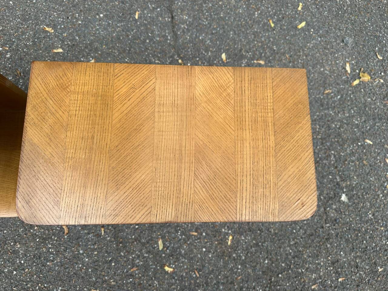 Asymmetrical Mid Century Modern bedside tables oak 1960