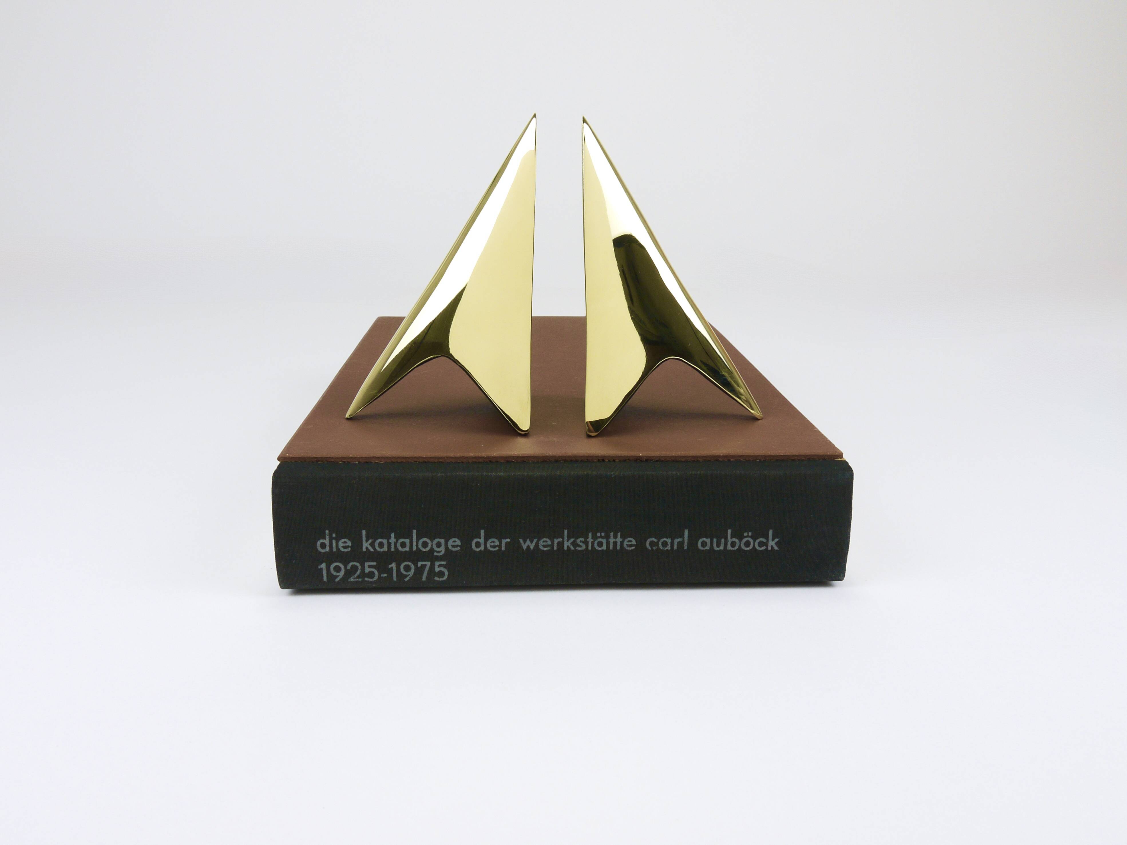 Pair Carl Auböck Minimalist Rocket Brass Bookends #3846, Vienna, Austria