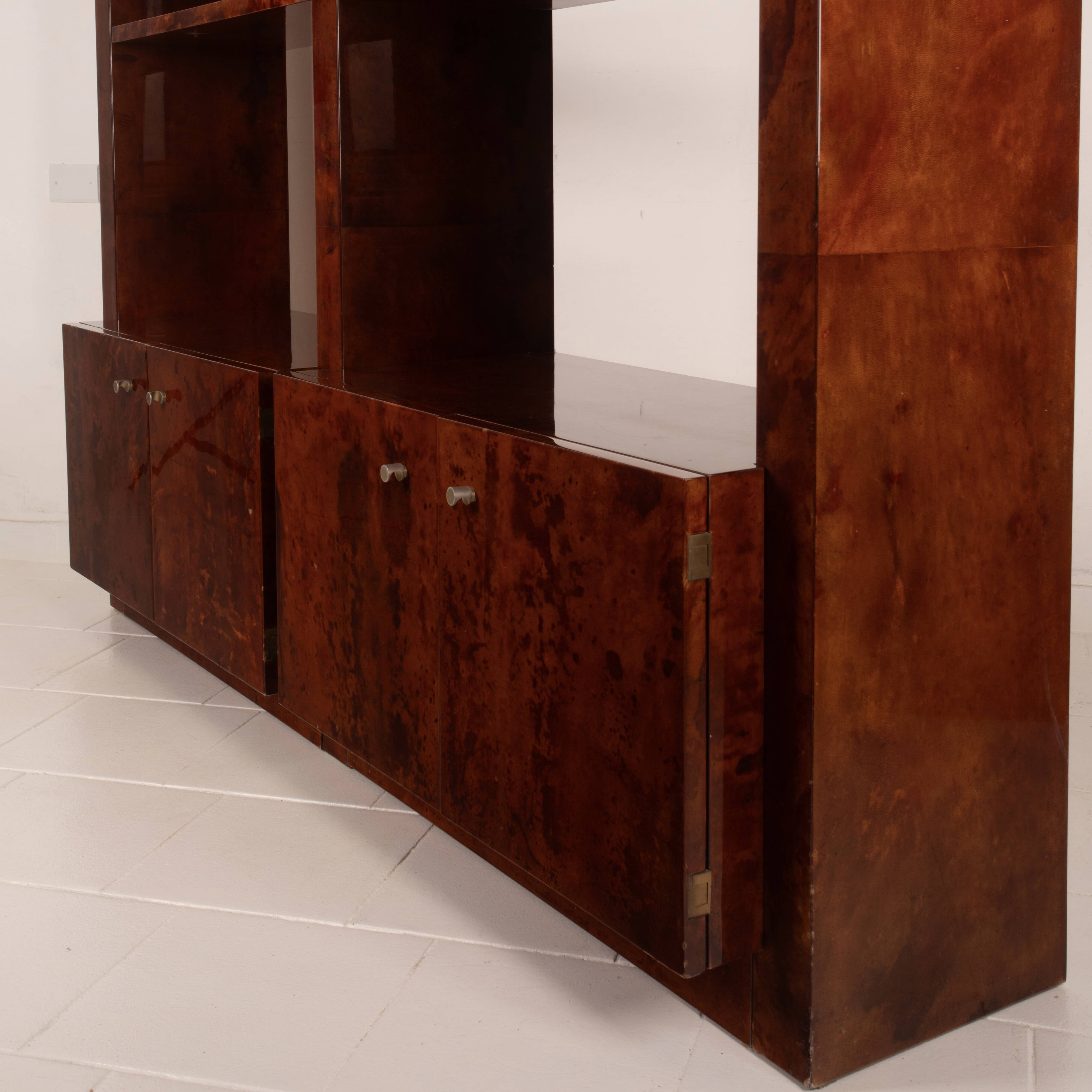 Parchment bookcase by Aldo Tura for Tura Milano 1960