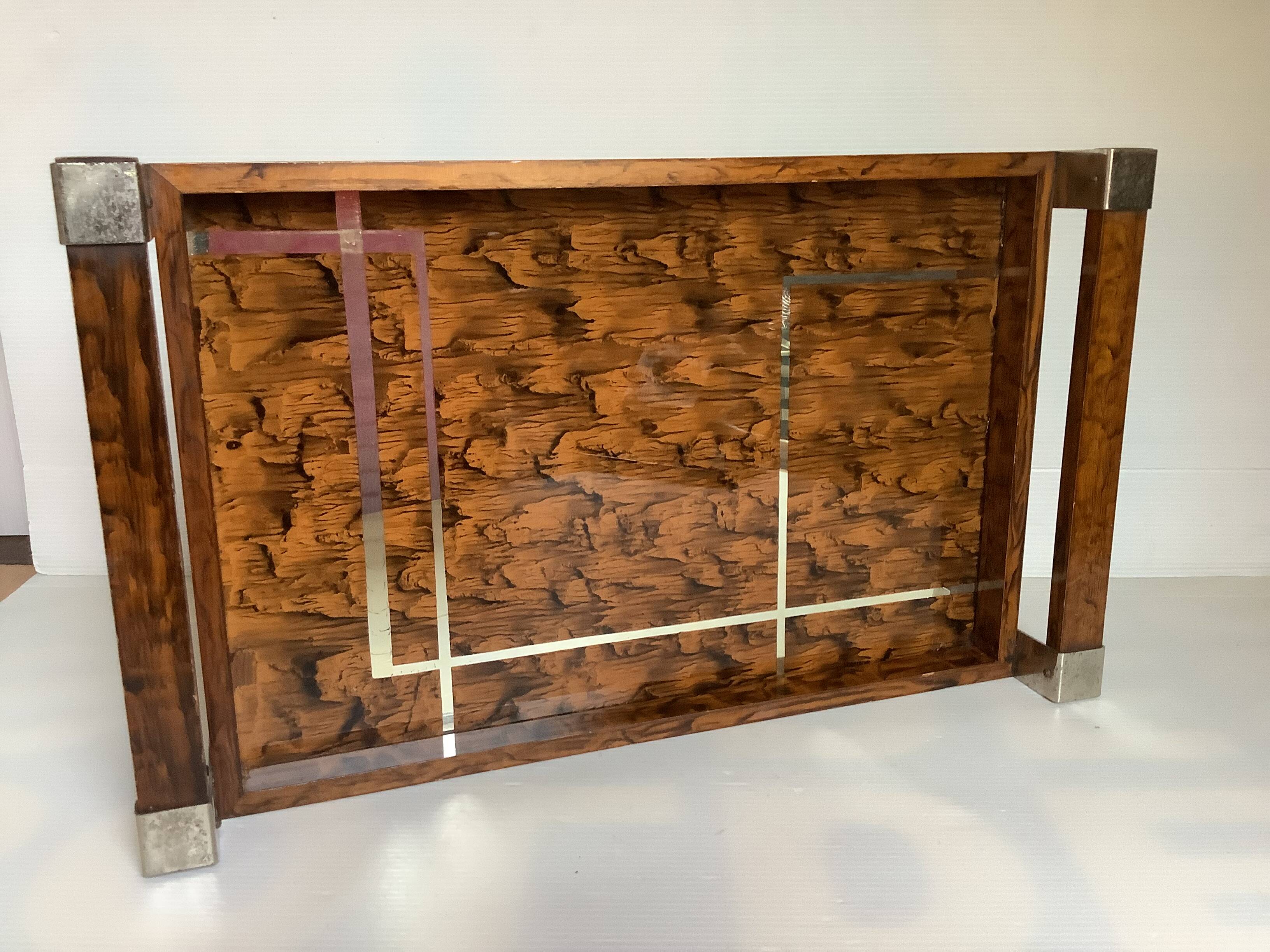 Old tray with art deco wooden handles