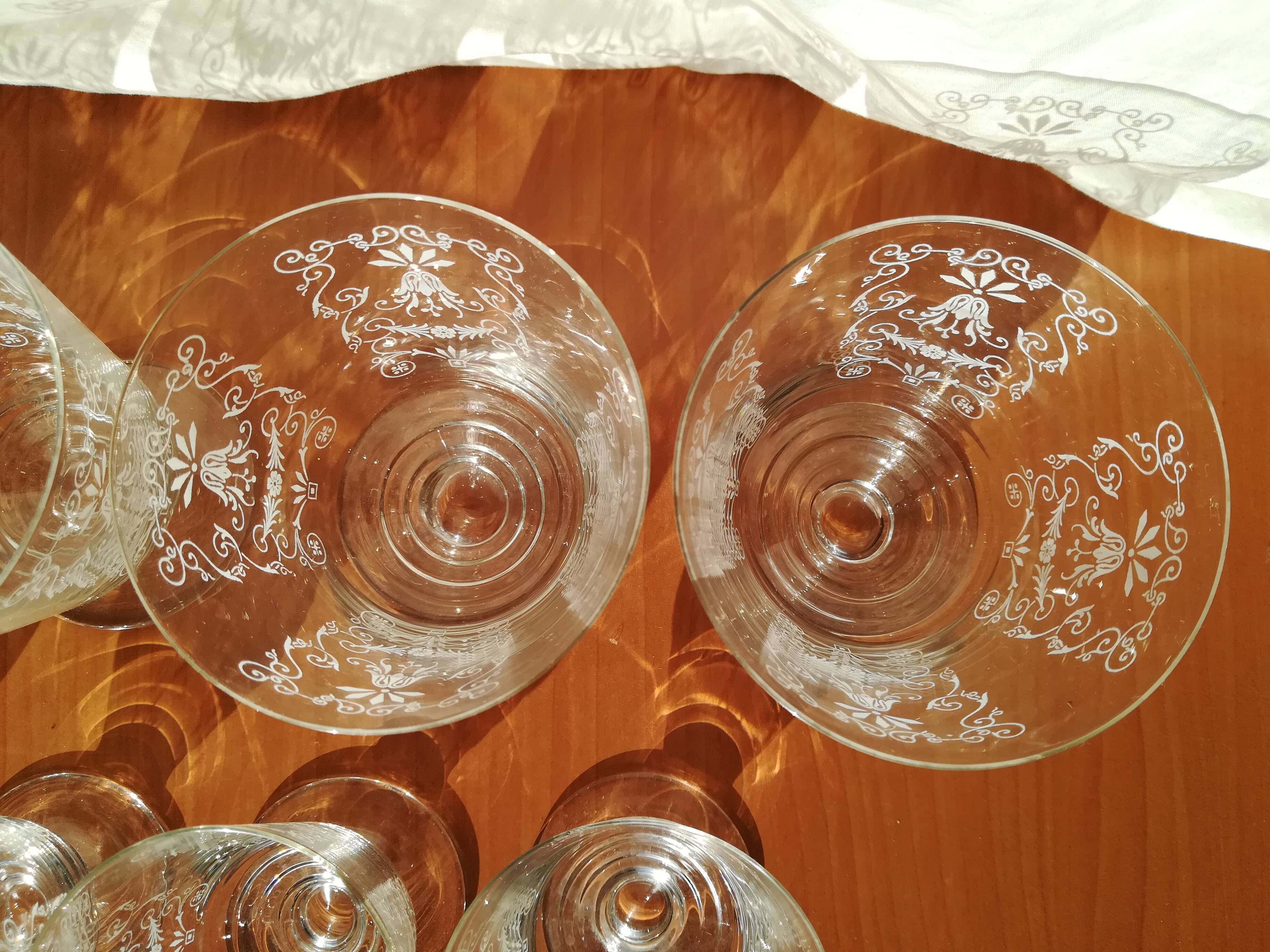 Set of 12 engraved Bohemian Crystal Glasses