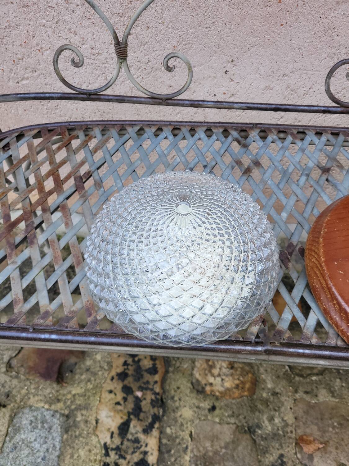 Round molded glass ceiling light