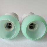 Duo of wall lamps in porcelain and green opaline