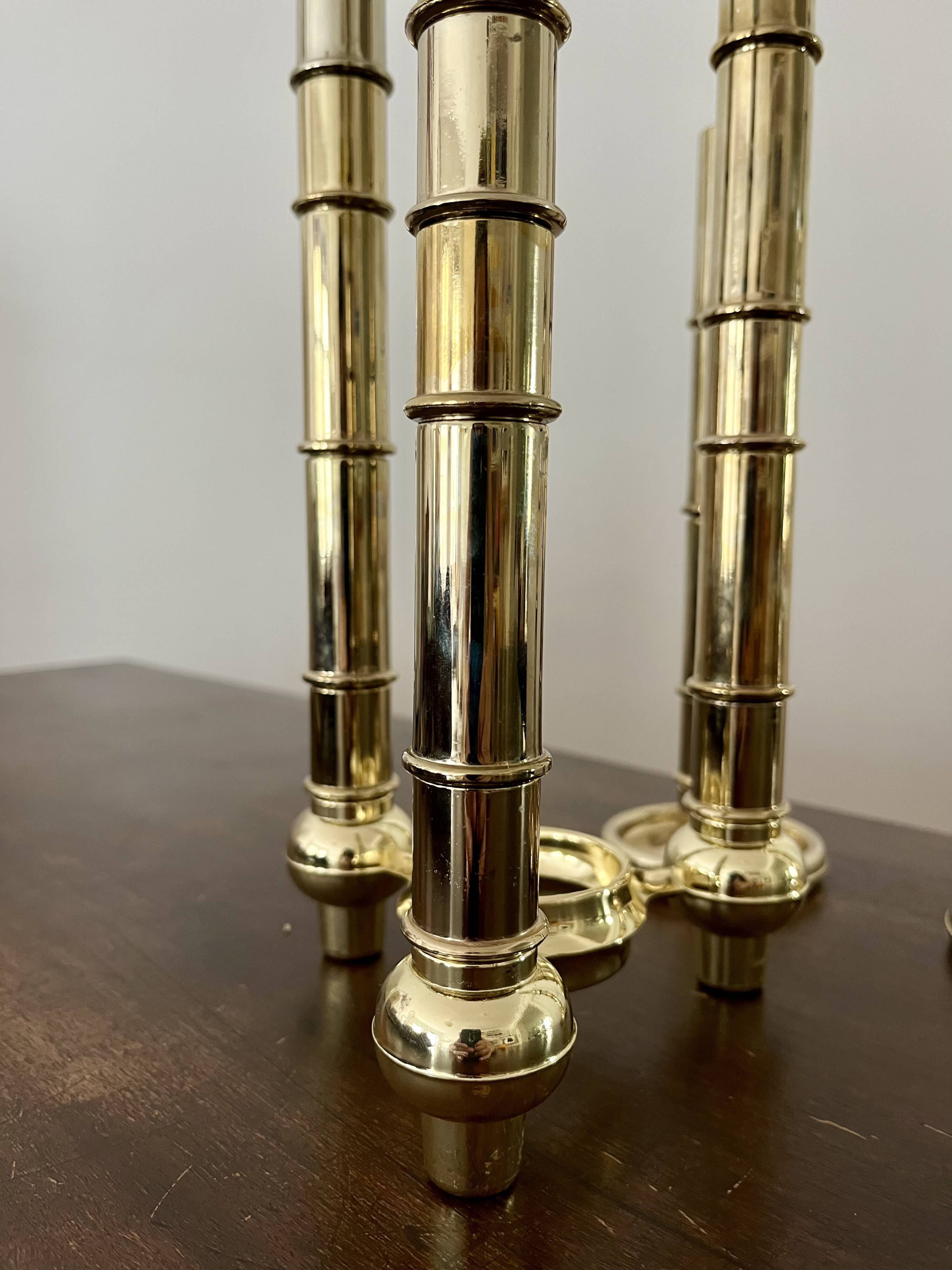 Very Rare Modular Scandinavian Brass Candlestick, 33-Piece Mid-Century Plug