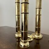 Very Rare Modular Scandinavian Brass Candlestick, 33-Piece Mid-Century Plug