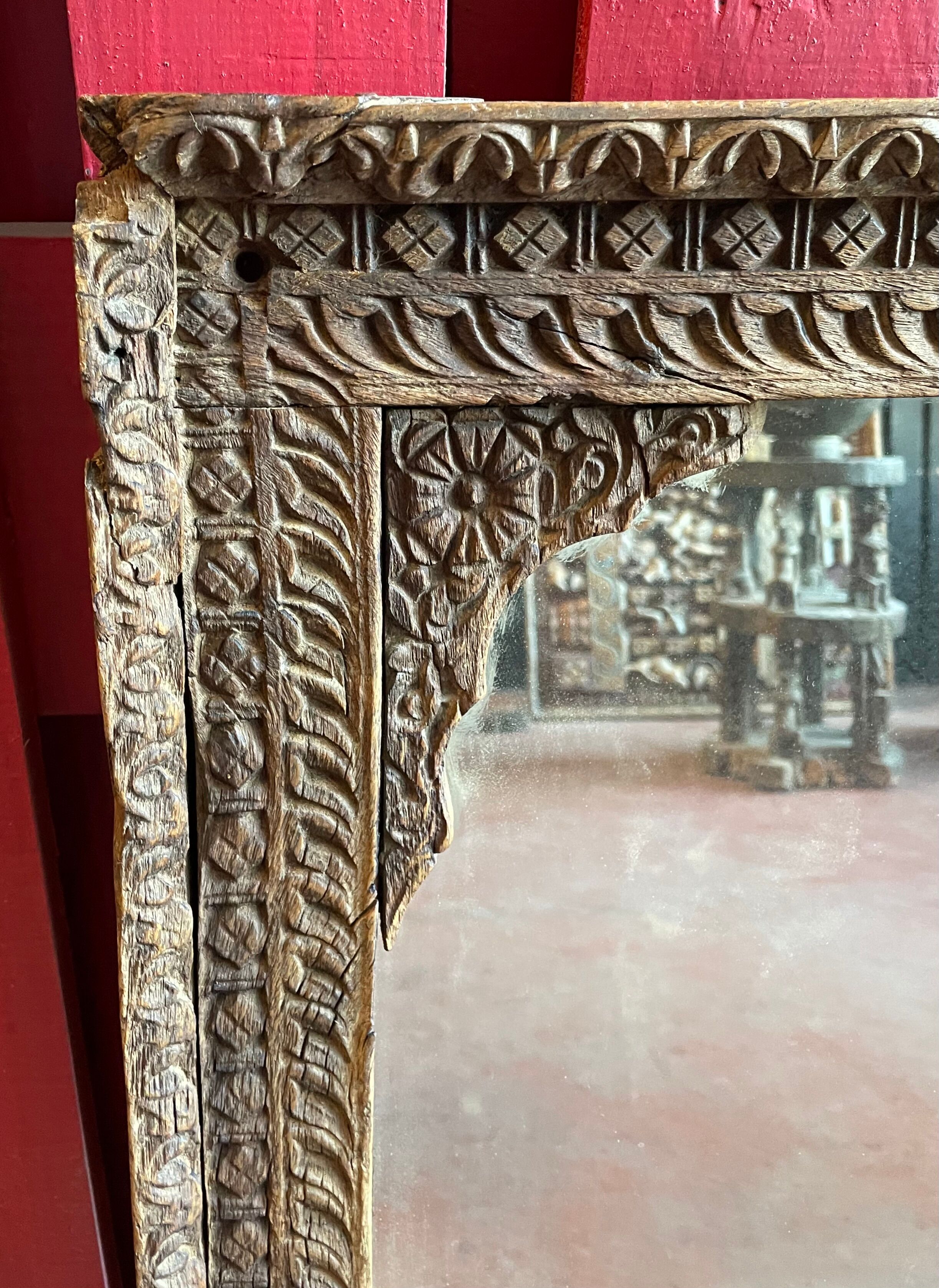 Miroir en bois de Teck 18éme, Inde Rajasthan