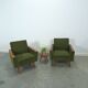 Fauteuil vert avec dossier en bois de teck