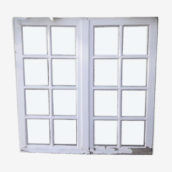 Oak window H96,4xL95,8cm old small tiles
