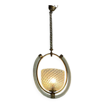 Venetian lantern in Murano glass and brass circa 1950