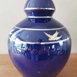 Vase art déco en céramique bleue nuit