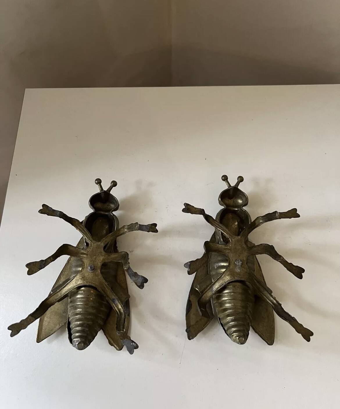 Vintage brass bee fly ashtray