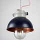 Dark purple industrial hanging light from TEP