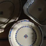 Ancienne assiette montée, compotier en faïence terre de fer E. Bourgeois grand dépôt « Rouen XVIII »