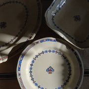 Old mounted plate, compotier in iron earthenware E. Bourgeois large deposit “Rouen XVIII”