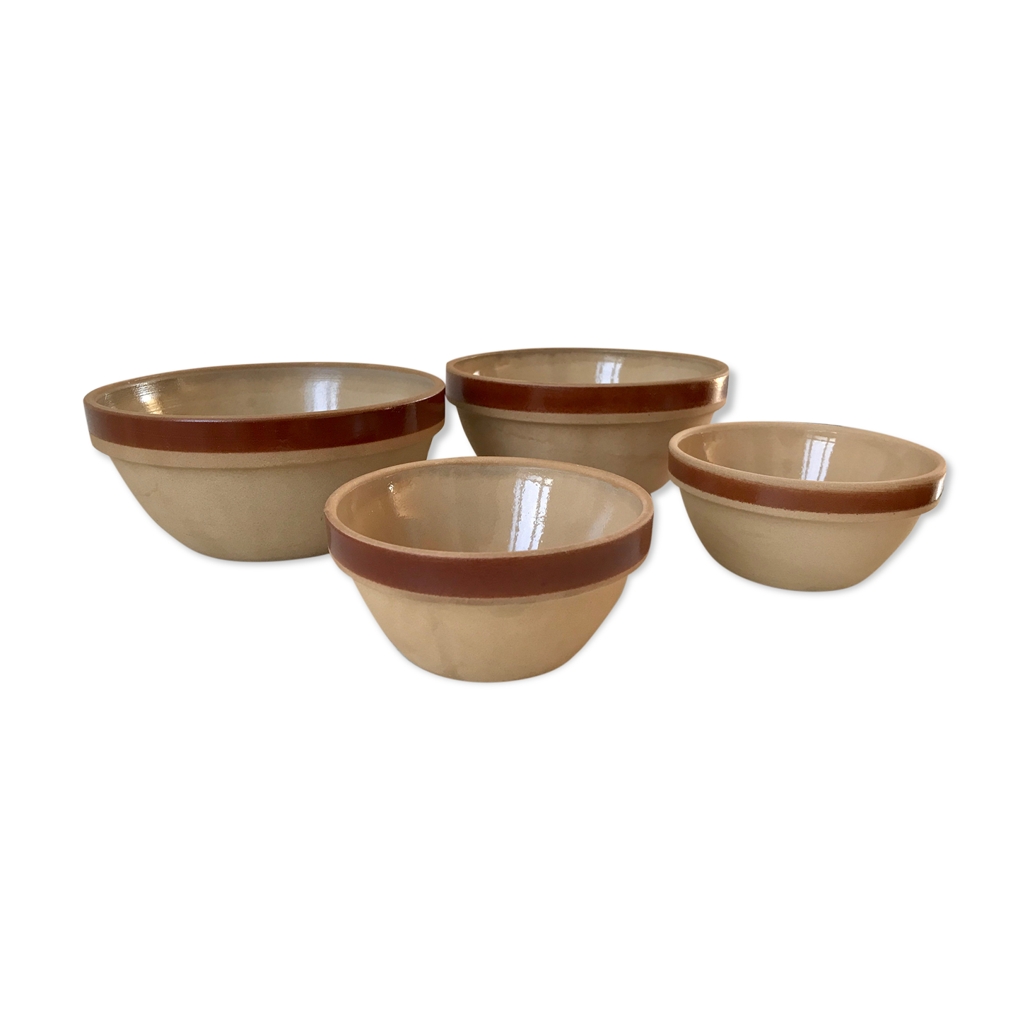Duos of salad bowls in Gien sandstone 70s made in France