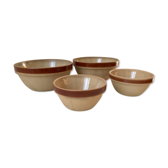 Duos of salad bowls in Gien sandstone 70s made in France