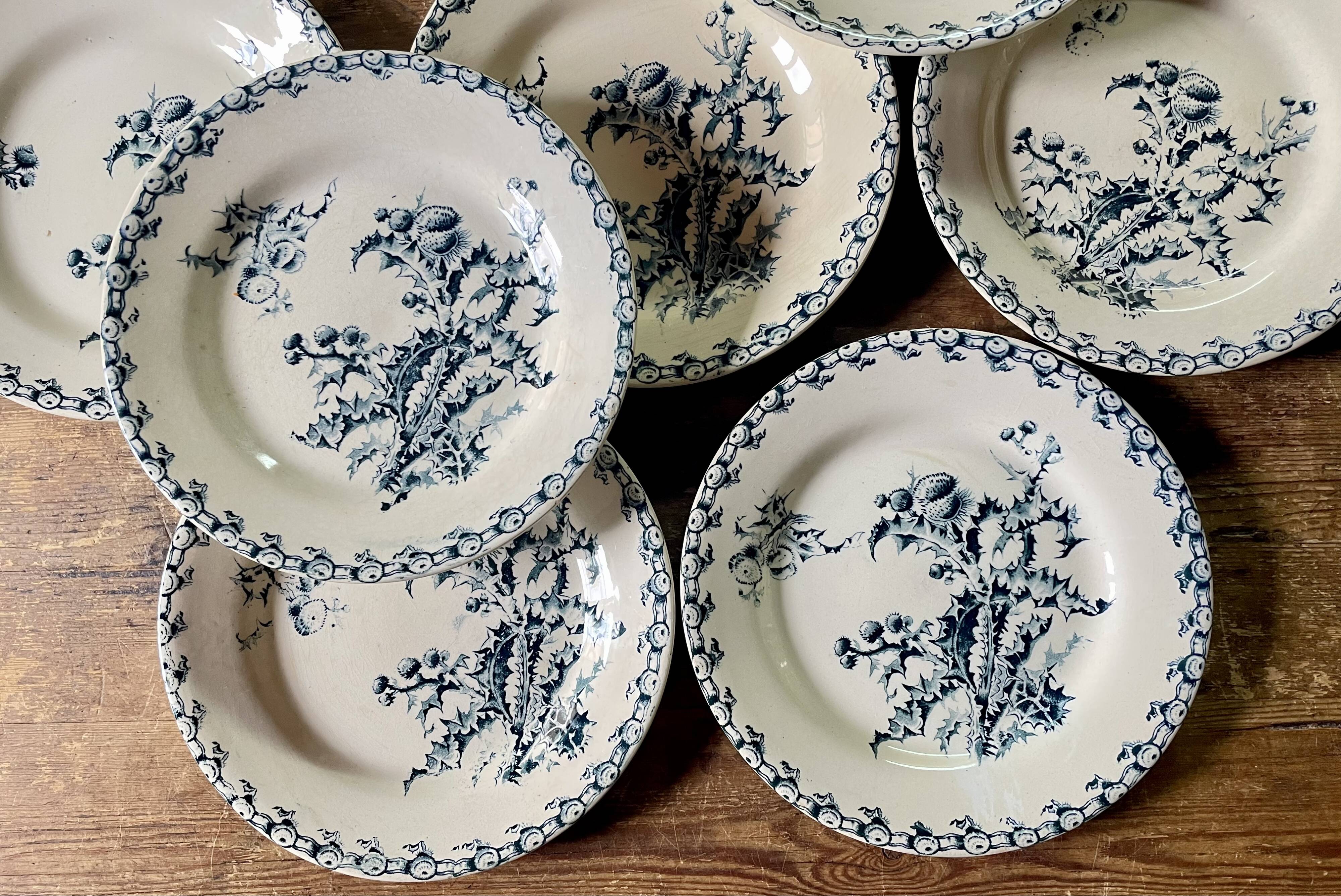 10 plates thistles Gien