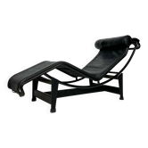 Chaise longue vintage 'LC4' par Le Corbusier, Pierre Jeanneret et Charlotte Perriand pour Cassina – édition entièrement noire