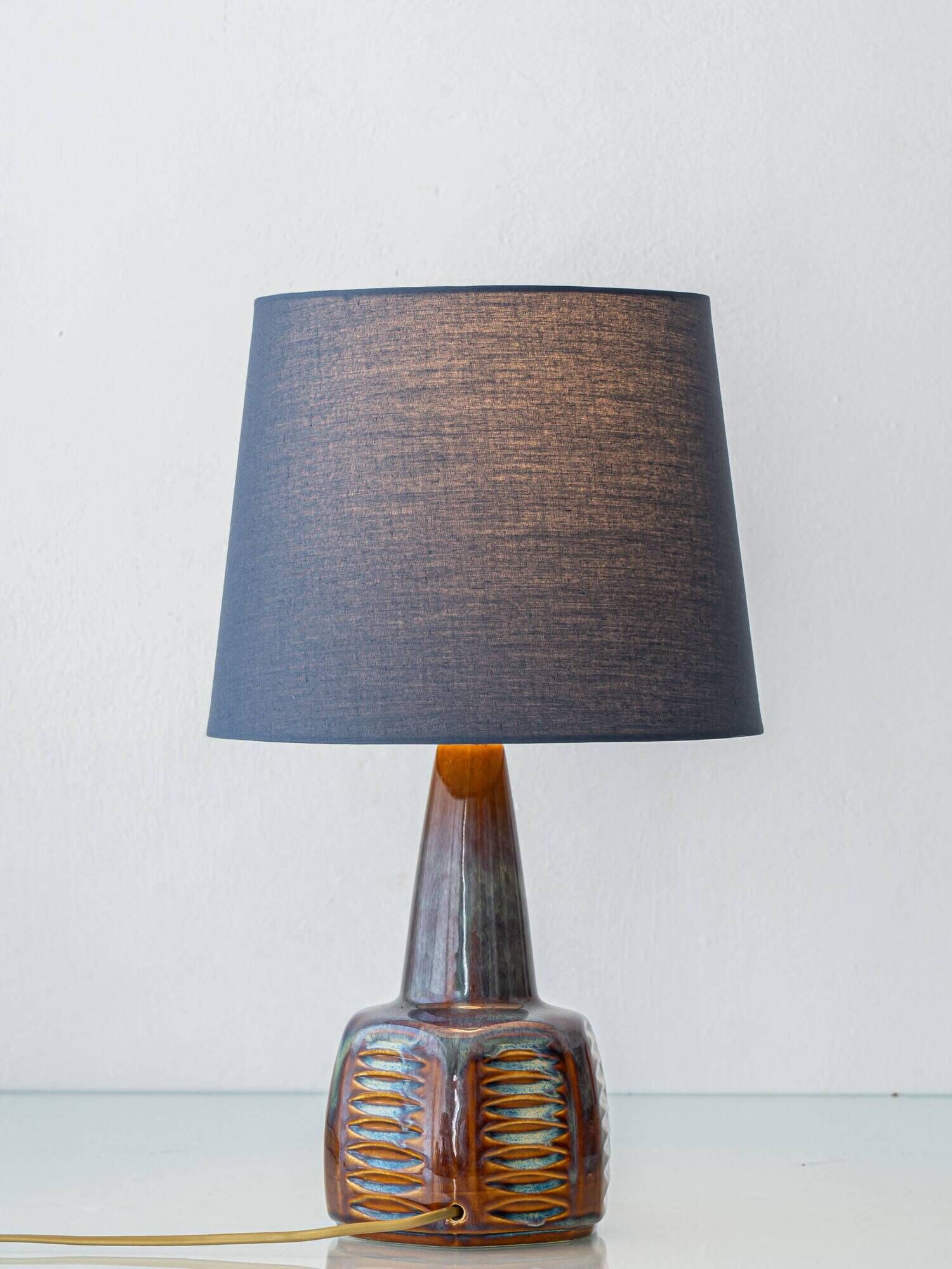 Søholm Danish Modern Stoneware Table Lamp, Brown and Blue Glaze, New Shade