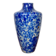 Vase en verre soufflé effet moucheté bleu cobalt et blanc , double parois