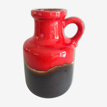 Vase soliflore en ceramique rouge et marron vintage années 60-70