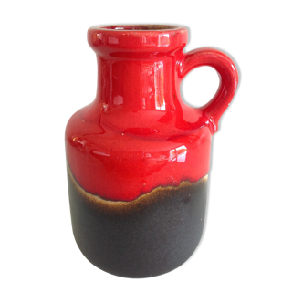 Soliflore vase in red and brown ceramic vintage 60s-70s