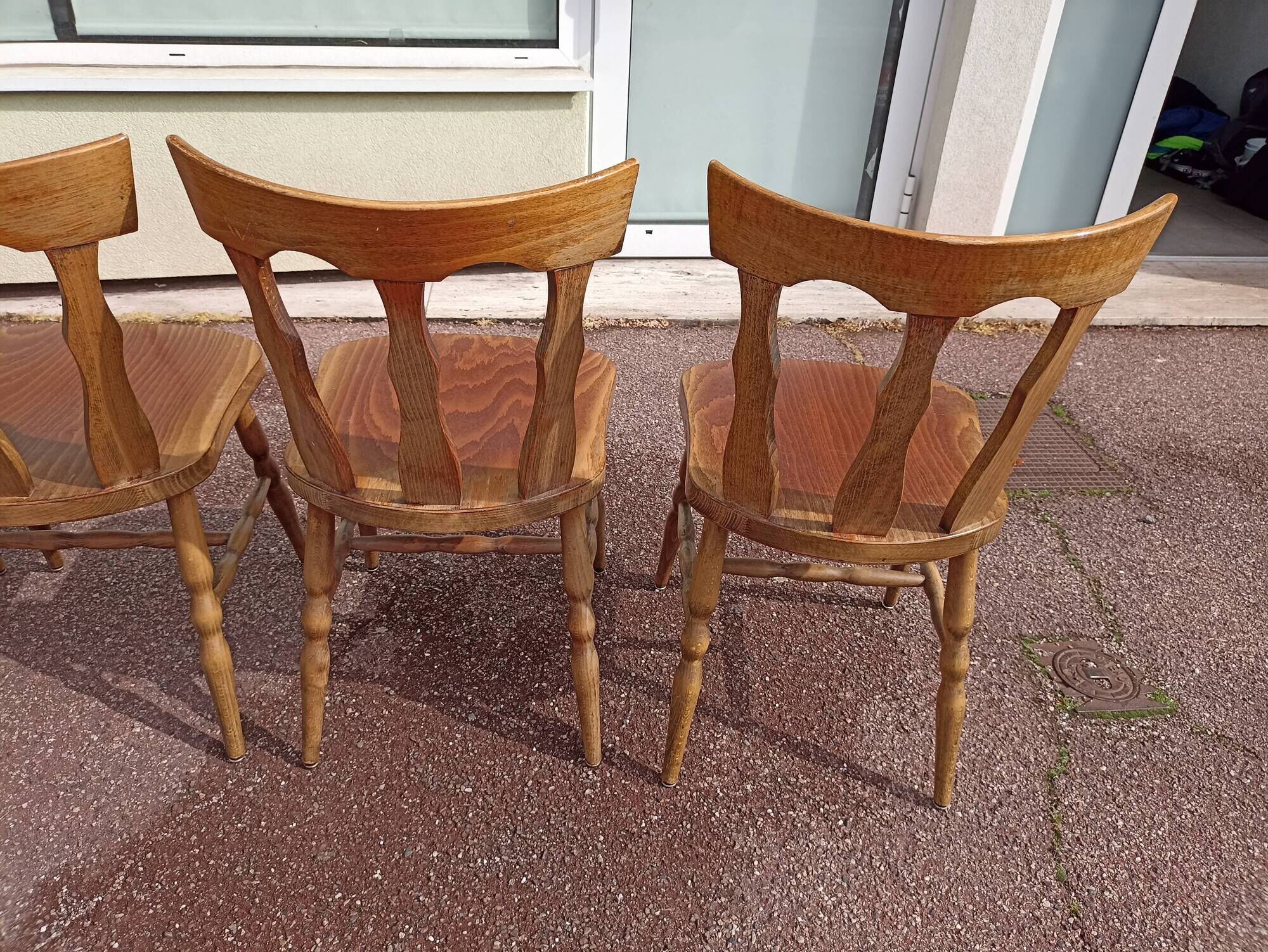 Set of 4 bistro bar chairs year 80 - 90 - wooden - baumann