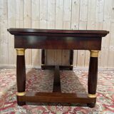 Bureau plat de style Empire en acajou et cuir vert