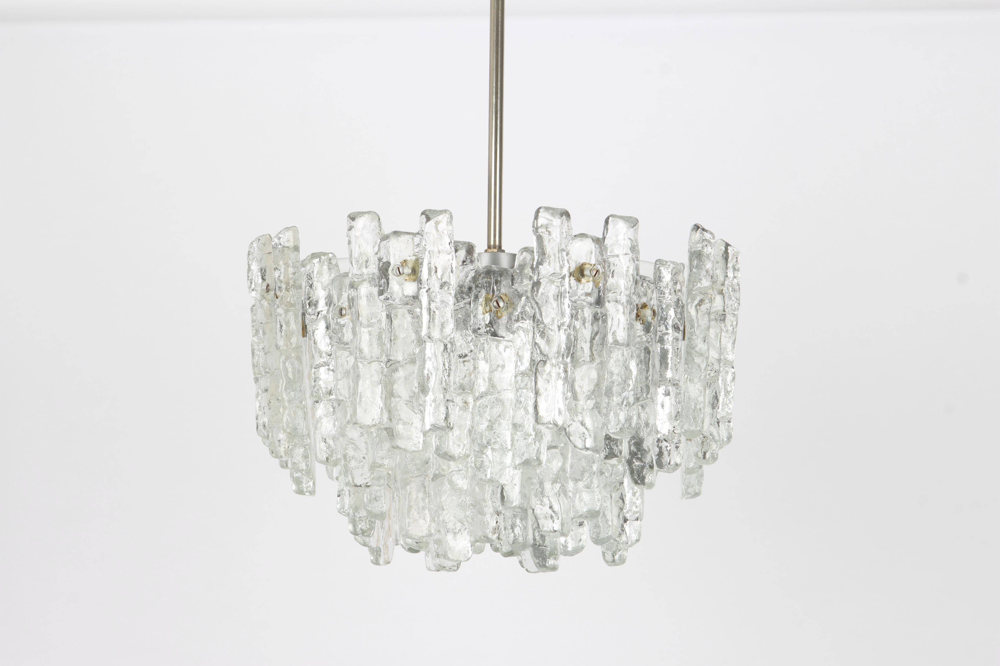 Glass ice Murano chandelier by Kalmar, Austria, 1960s