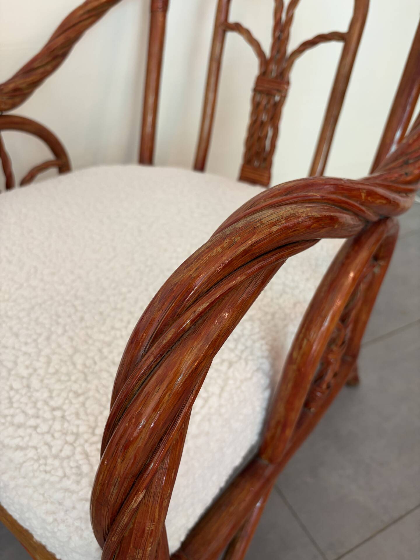 Paire de fauteuils en rotin torsadé 