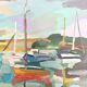 Oil on canvas port with sailing boats
